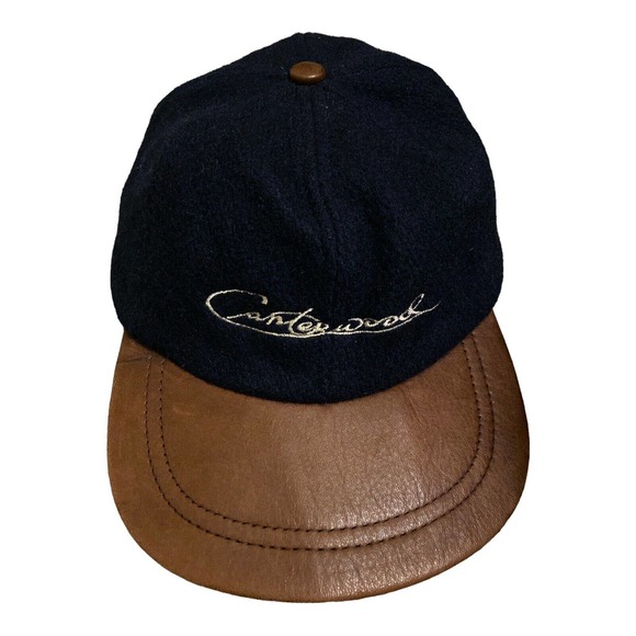 Vintage Wool Aureus Blue Hat Cap Deerskin Bill Size Large Made in USA Canterwood - Picture 1 of 5
